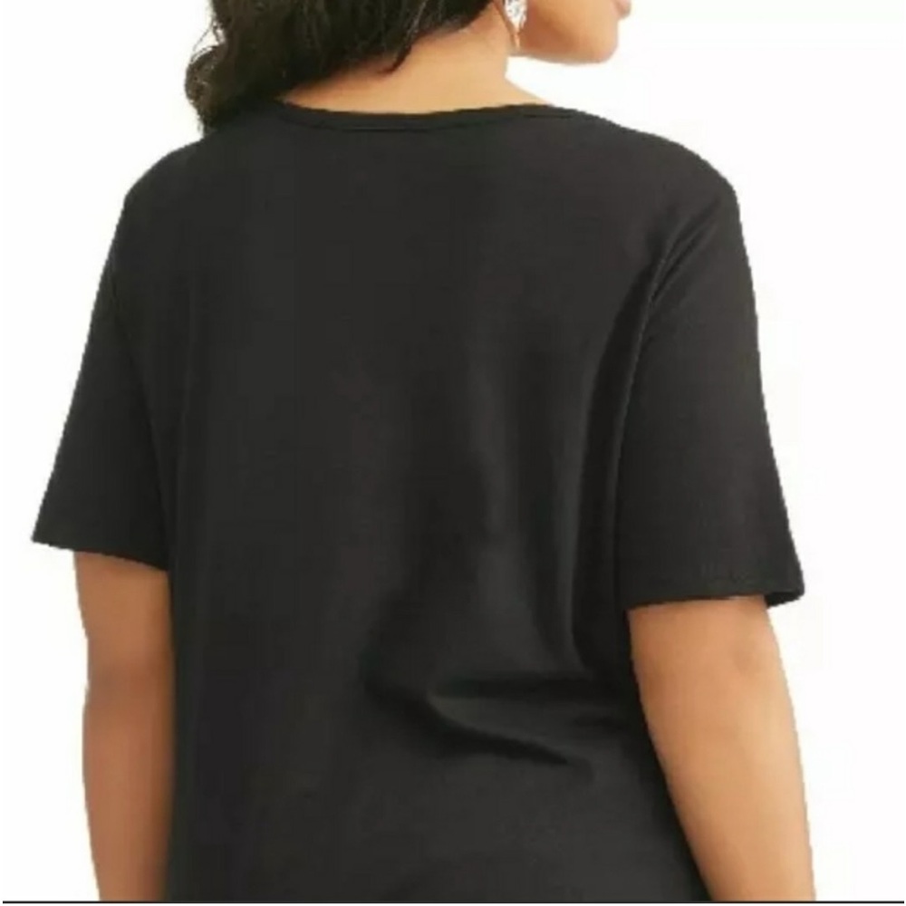 Terra & Sky Woman’s Activewear Comfy Black Short Sleeve Split Neck Top 14 - Picture 5 of 6